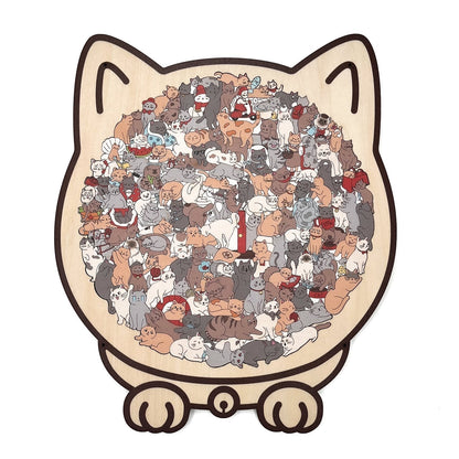 🐱🧩 Puzzle Chat en Bois 135 Pièces aux Tons Morandi – Cadre Unique en Forme Féline, Pièces Détaillées & Effet Anti-Stress (Cadeau Décoratif) !