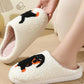 🐾🤍 Chaussons d'intérieur Mignons et Doux pour Femme - Design Mignon Teckel + Mélange Coton Hivernal & Semelle Confort en EVA !