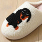 🐾🤍 Chaussons d'intérieur Mignons et Doux pour Femme - Design Mignon Teckel + Mélange Coton Hivernal & Semelle Confort en EVA !
