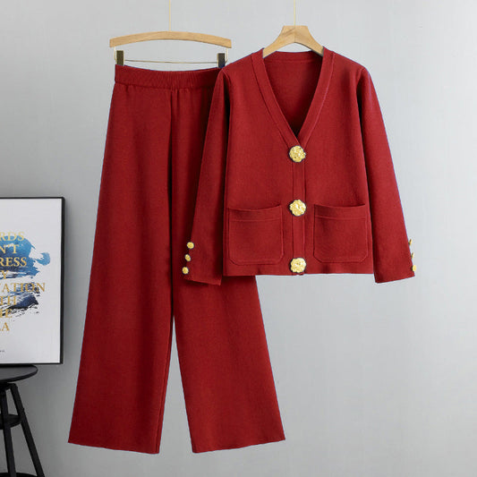 👚👖 Ensemble Femme 2 Pièces Luxe – Boutons Métalliques, Pantalon Large & Viscose Douce ✨ Un Confort Quotidien et Élégant !