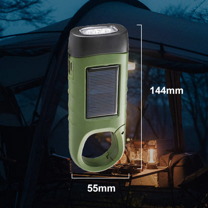 ⛺️🔋💡 Lampe de Secours Extérieure – Charge Manivelle + Solaire + USB, Éclairage LED & Powerbank (Durable & Portable) !